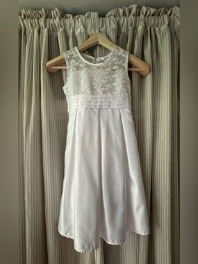 Newberry White Satin and Lace Girl’s Dress